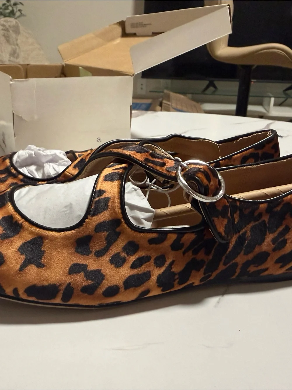 a new day Leopard Mary Jane Flats in Light Brown and Black